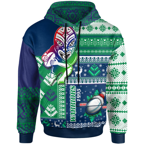 warriors-rugby-hoodie-custom-christmas-snowflakes-warriors-mascot-hoodie