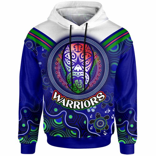 Warriors Rugby Hoodie - Custom Warriors Aboriginal Dot Art Vector Painting With Turtle Hoodie LT10