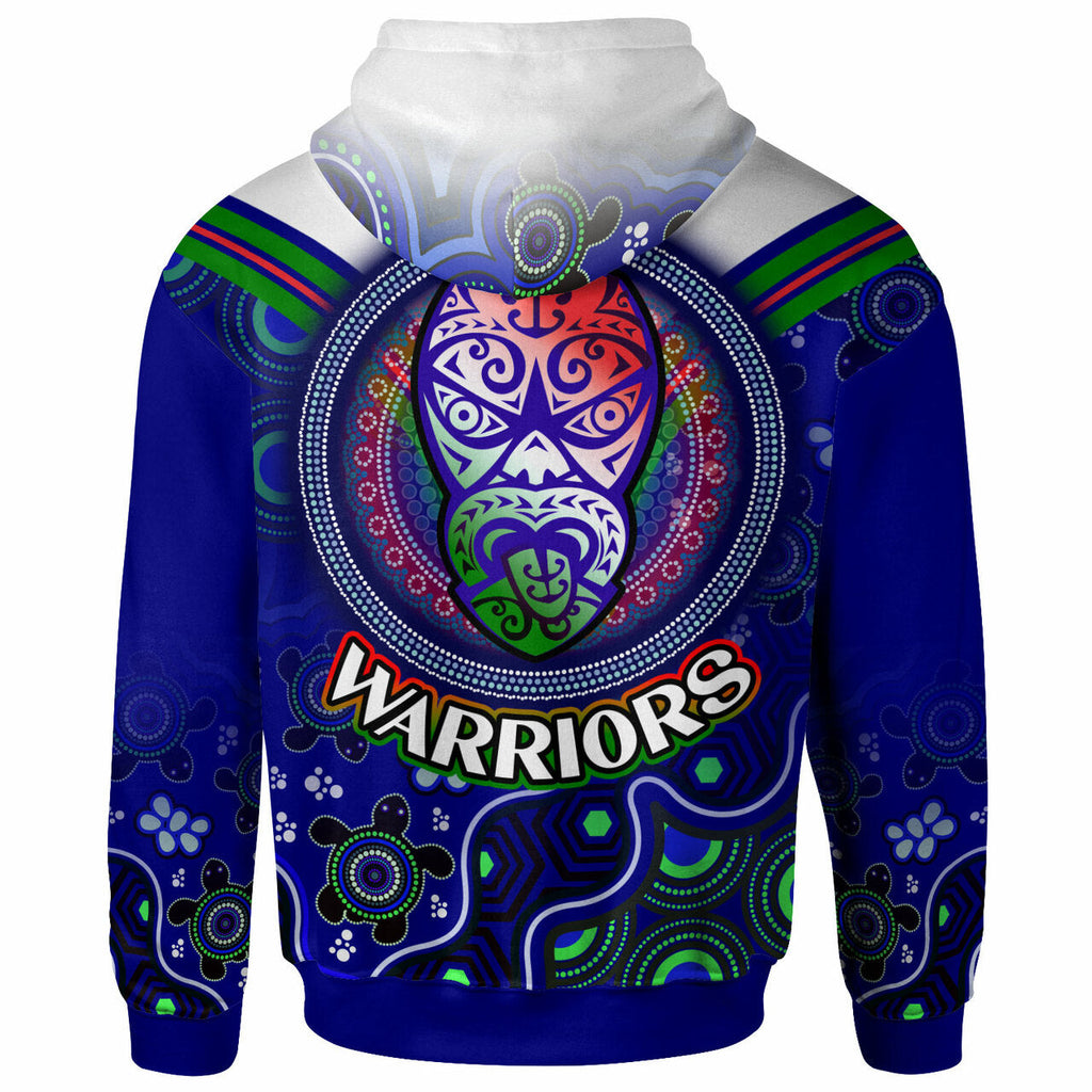 Warriors Rugby Hoodie - Custom Warriors Aboriginal Dot Art Vector Painting With Turtle Hoodie LT10