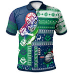 warriors-rugby-polo-shirt-custom-christmas-snowflakes-warriors-mascot-polo-shirt