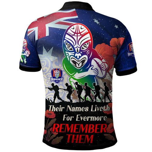 warriors-rugby-polo-shirt-custom-remember-them-red-poppy-flowers-polo-shirt