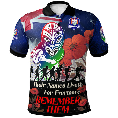warriors-rugby-polo-shirt-custom-remember-them-red-poppy-flowers-polo-shirt
