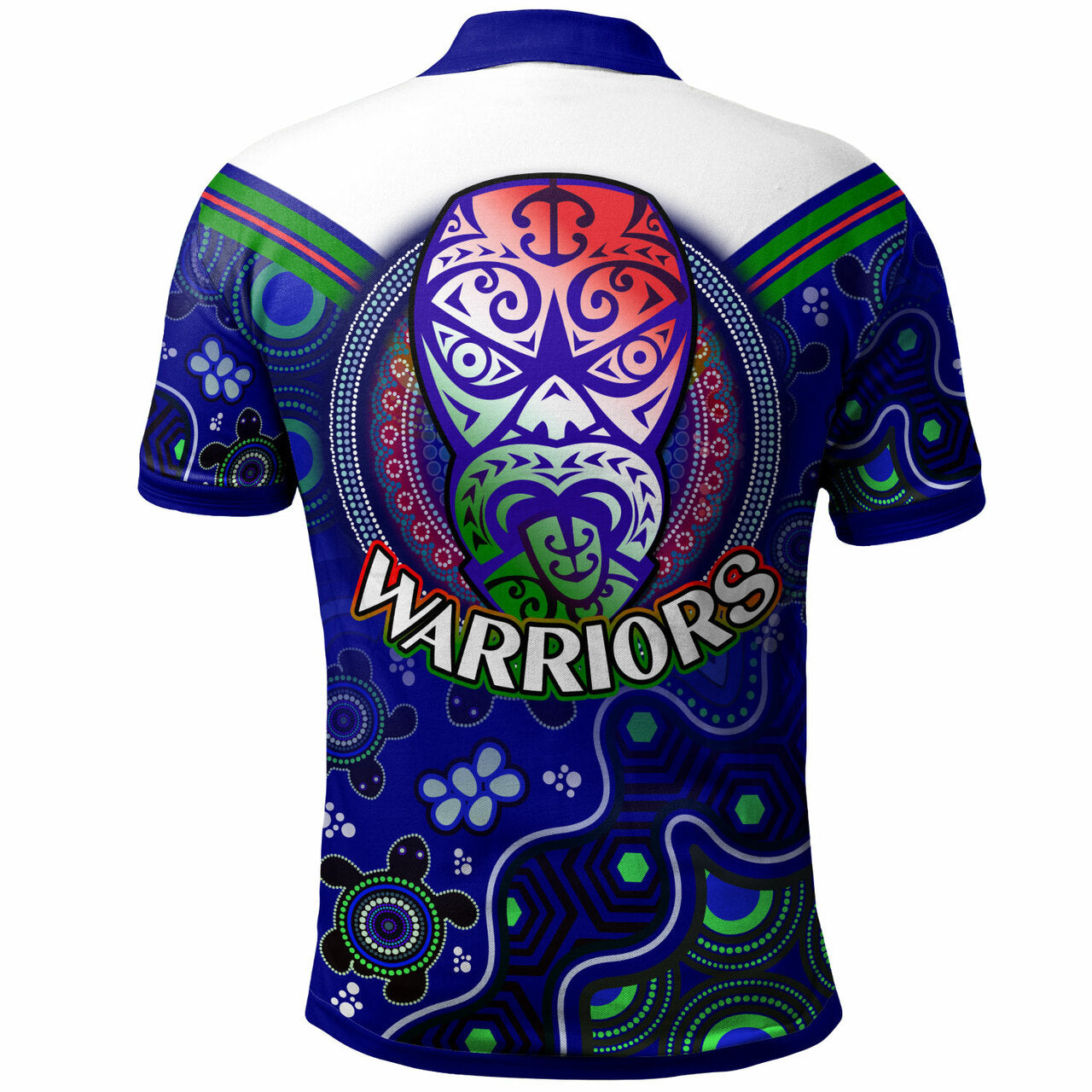 warriors-rugby-polo-shirt-custom-warriors-aboriginal-dot-art-vector-painting-with-turtle-polo-shirt