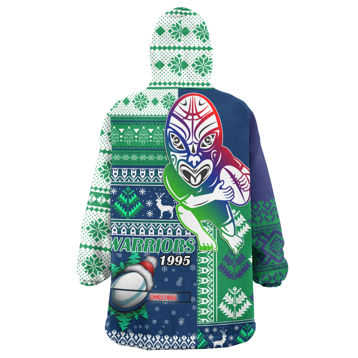 warriors-rugby-snug-hoodie-custom-christmas-snowflakes-warriors-mascot-wearable-blanket-hoodie