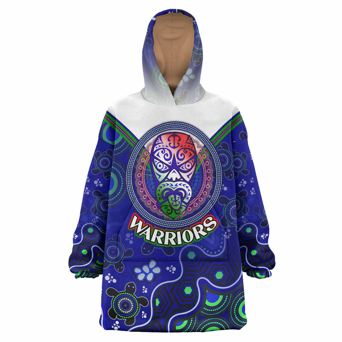 warriors-rugby-snug-hoodie-custom-warriors-aboriginal-dot-art-vector-painting-with-turtle-oodie-blanket