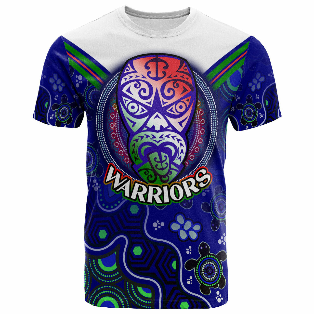 warriors-rugby-t-shirt-custom-warriors-aboriginal-dot-art-vector-painting-with-turtle-t-shirt