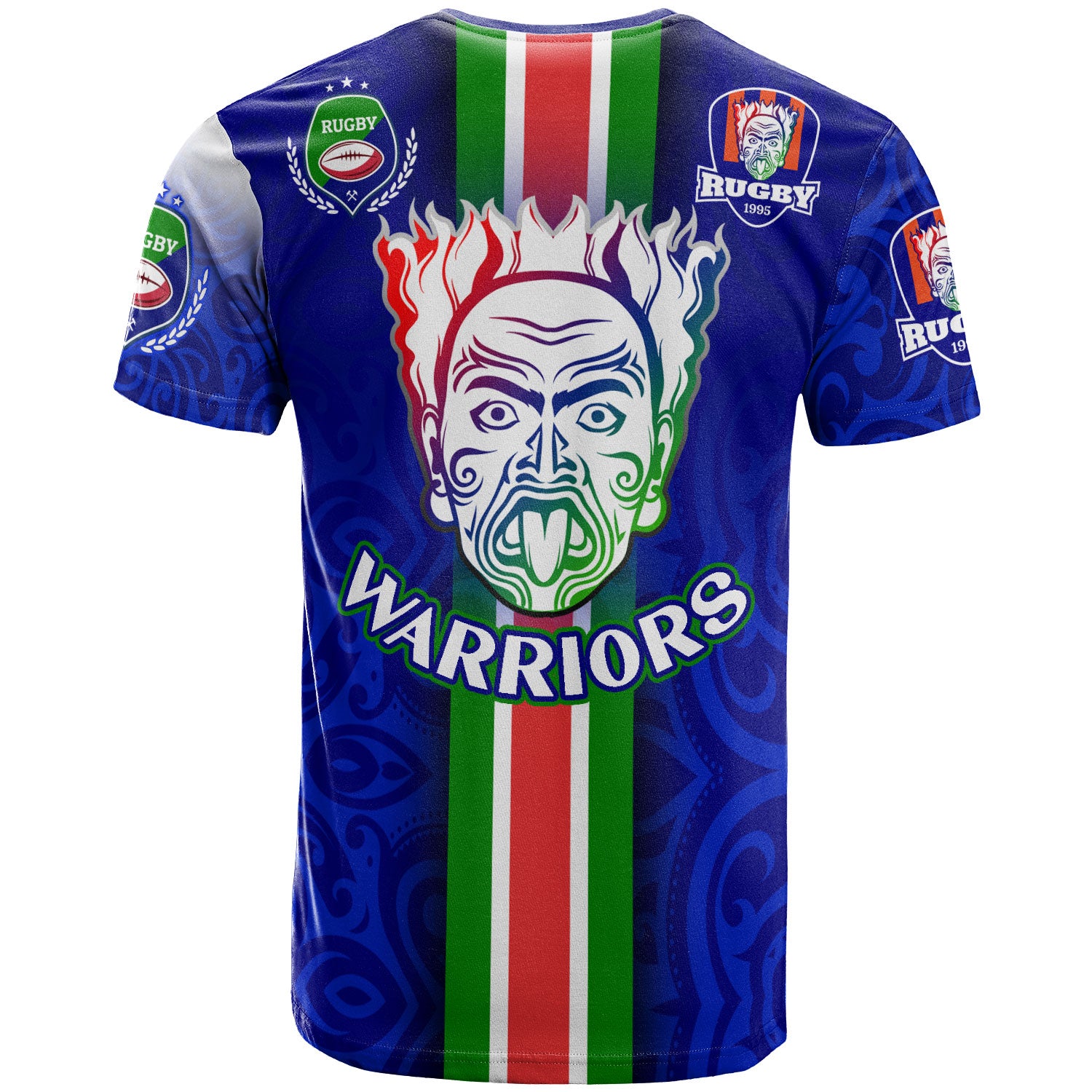 warriors-rugby-t-shirt-custom-warriors-rugby-ball-maori-patterns-sport-style-t-shirt