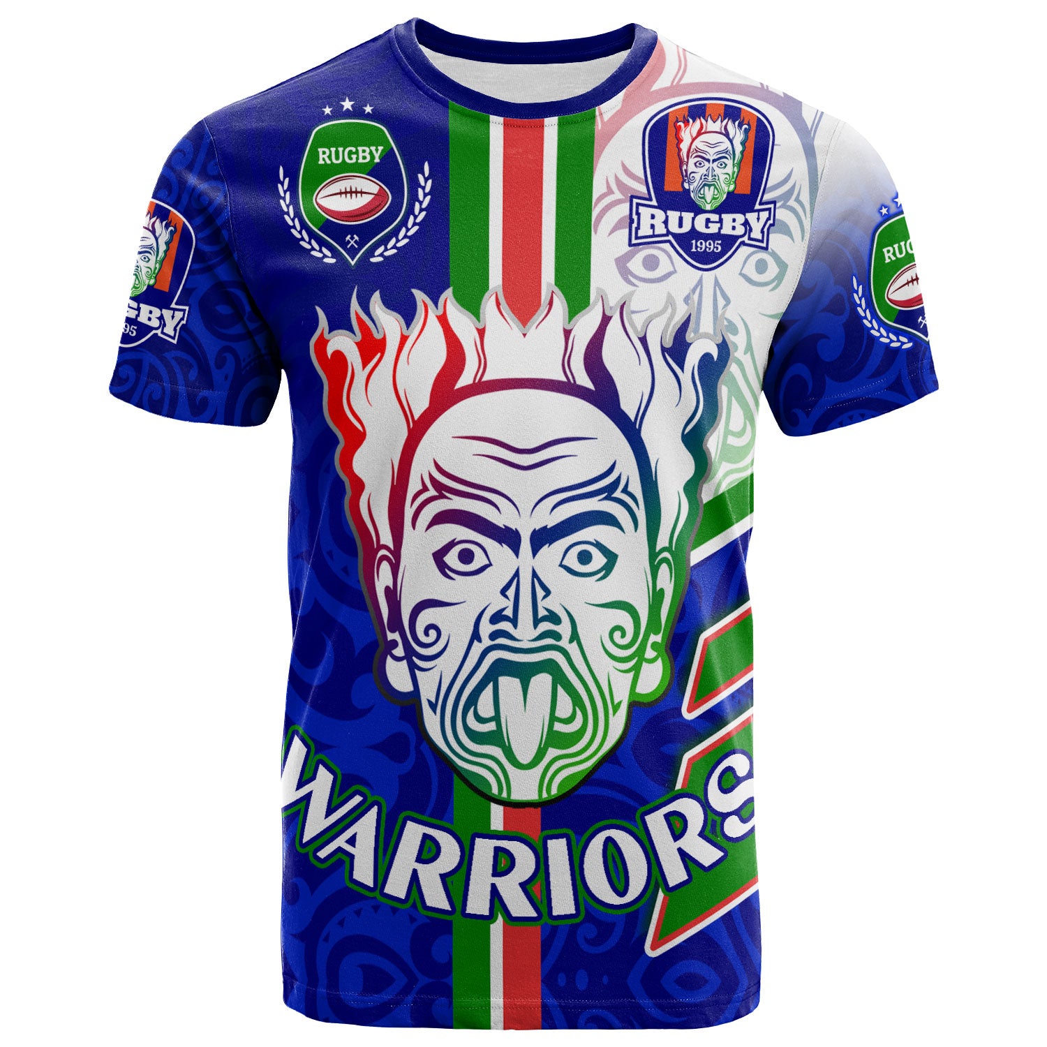 warriors-rugby-t-shirt-custom-warriors-rugby-ball-maori-patterns-sport-style-t-shirt