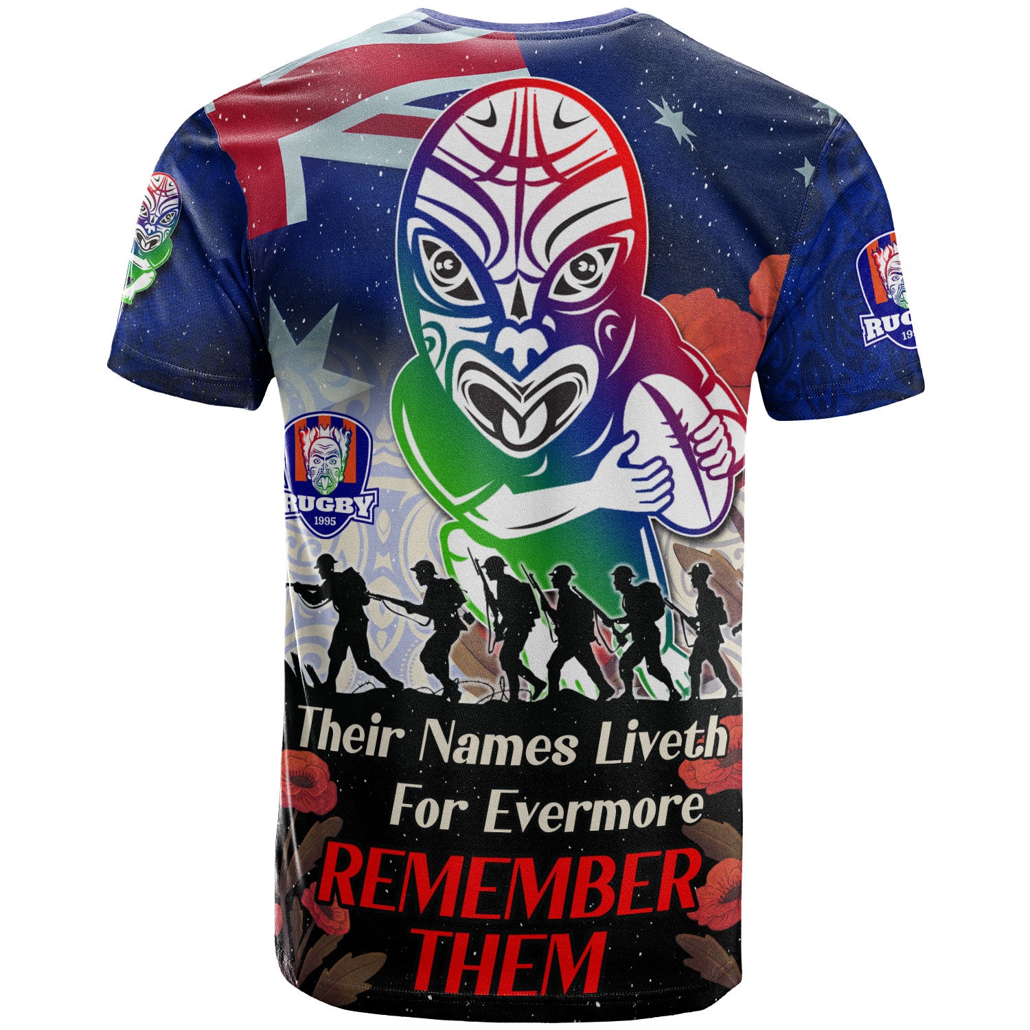 warriors-rugby-t-shirt-custom-remember-them-red-poppy-flowers-t-shirt