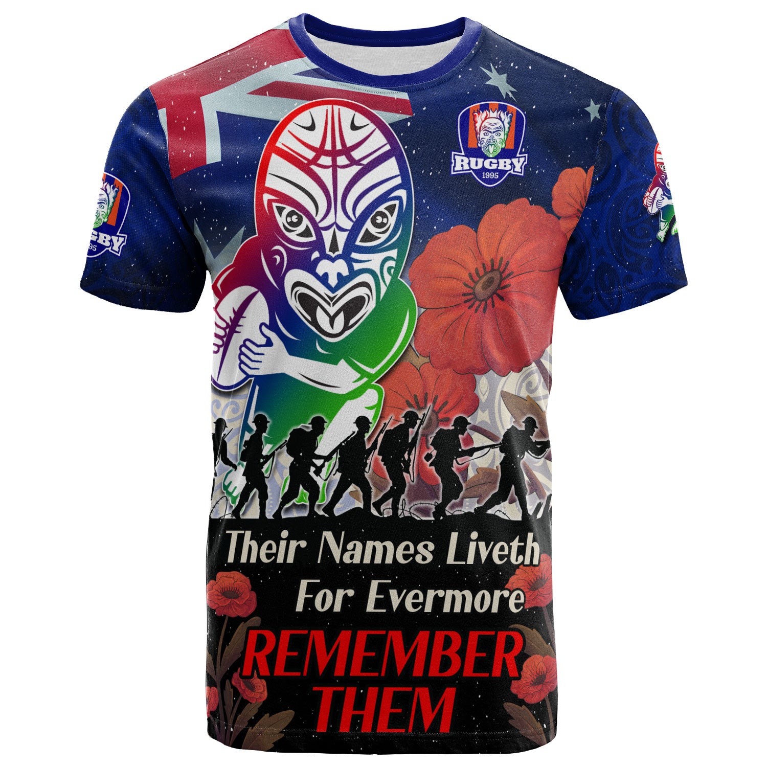 warriors-rugby-t-shirt-custom-remember-them-red-poppy-flowers-t-shirt