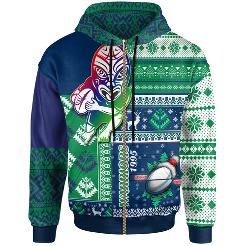warriors-rugby-hoodie-custom-christmas-snowflakes-warriors-mascot-hoodie