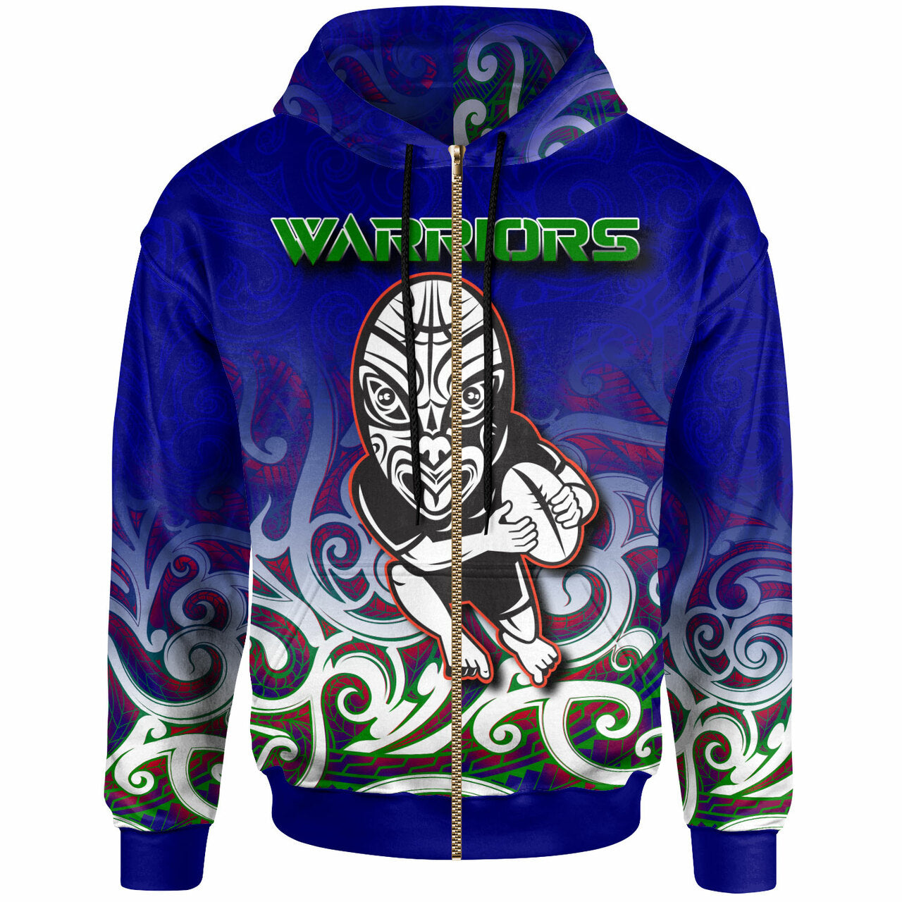 Warriors Rugby Hoodie - Custom Warriors Ruby Maori Patterns Hoodie LT10