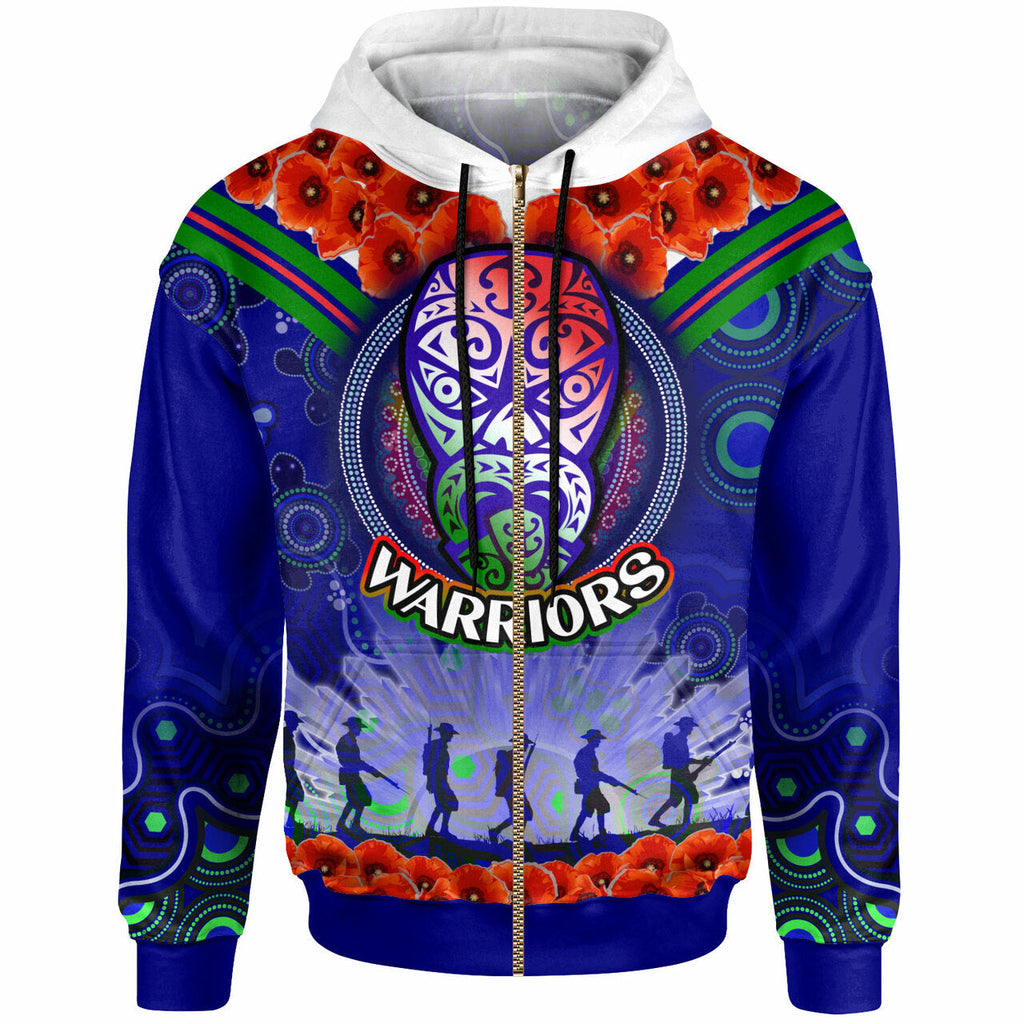 Warriors Rugby Hoodie - Custom Anzac Warriors Aboriginal Dot Art Vector Painting With Turtle Hoodie LT10