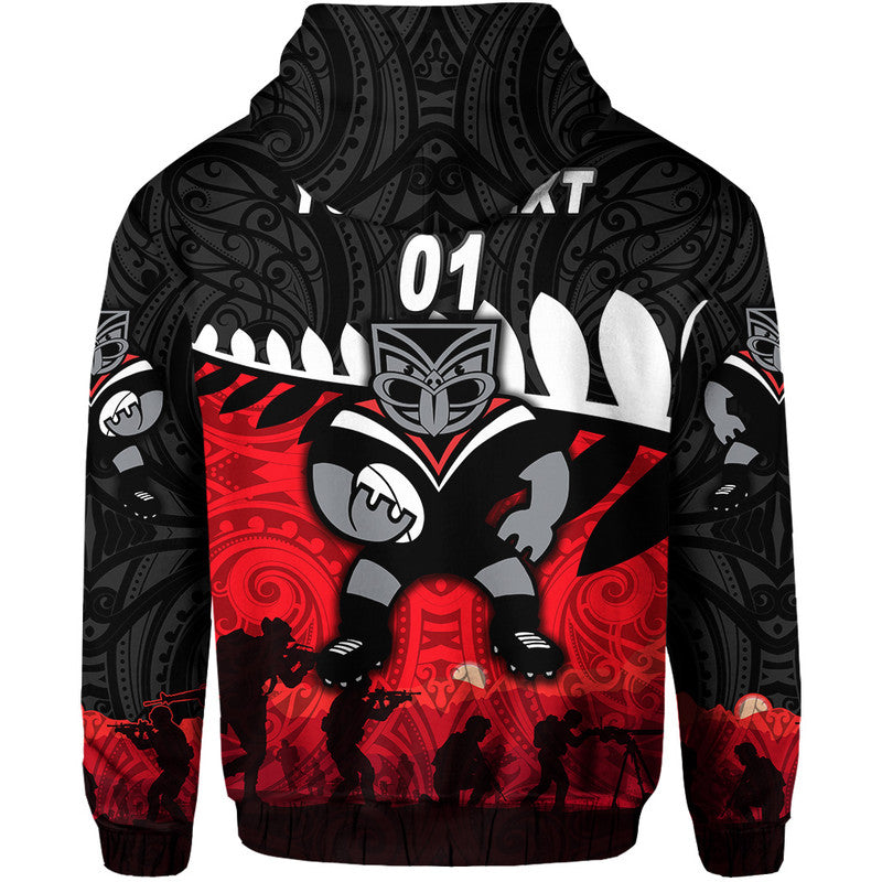 (Custom Personalised) New Zealand Warriors ANZAC 2022 Zip Up And Pullover Hoodie Maori Simple Style LT8