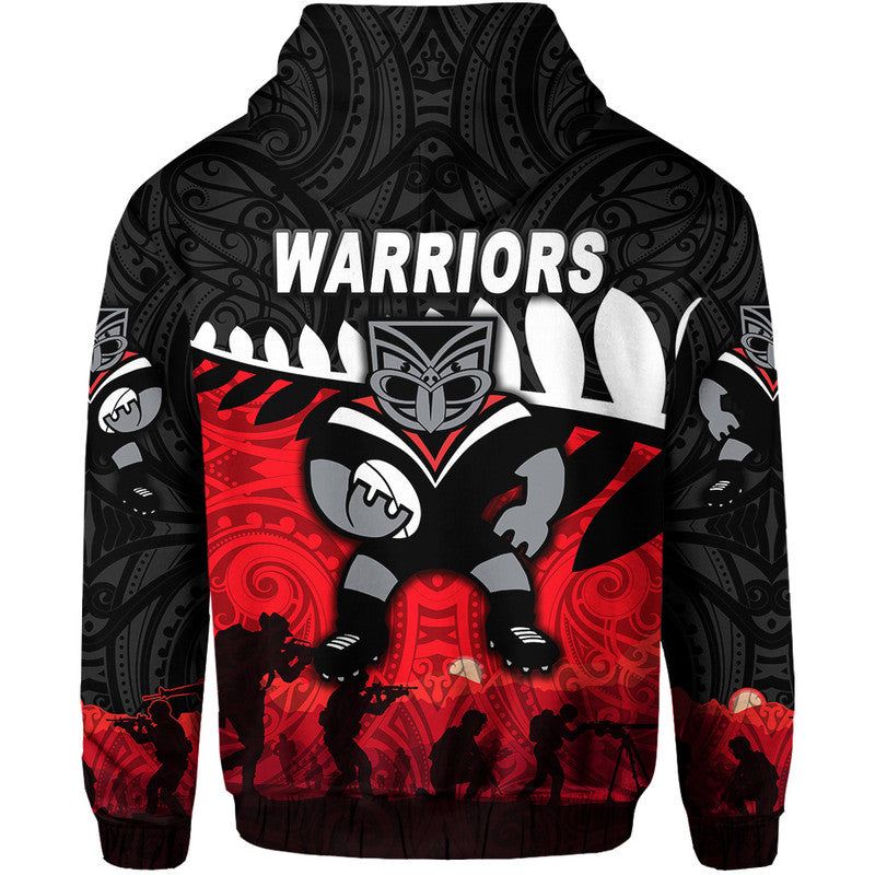 New Zealand Warriors ANZAC 2022 Zip Up And Pullover Hoodie Maori Simple Style LT8