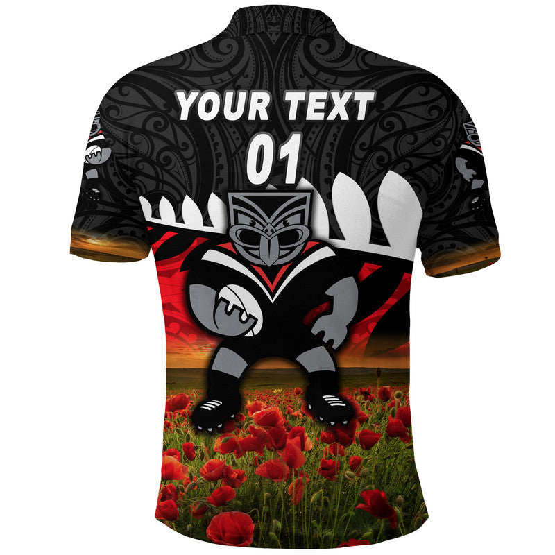 custom-personalised-warriors-anzac-polo-shirt-maori-poppy-flowers-vibes