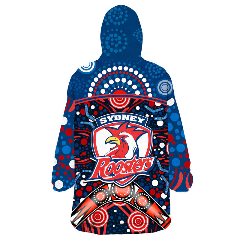 roosters-rugby-wearable-blanket-hoodie-boomerang-indigenous-dots