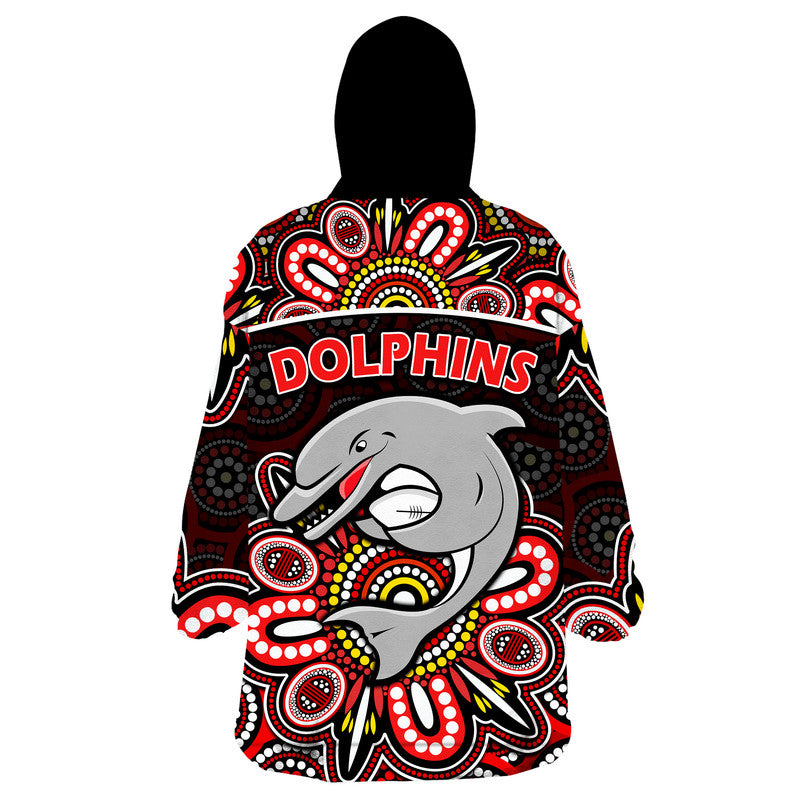 dolphins-rugby-wearable-blanket-hoodie-aboriginal-dot-painting