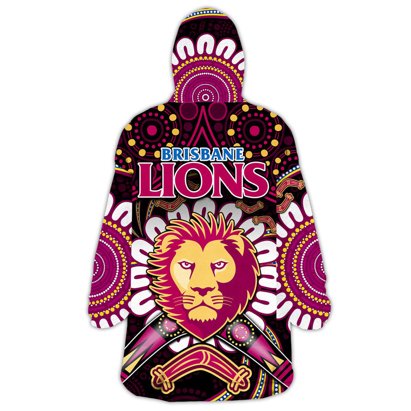 brisbane-lions-football-wearable-blanket-hoodie-boomerang-indigenous-dots