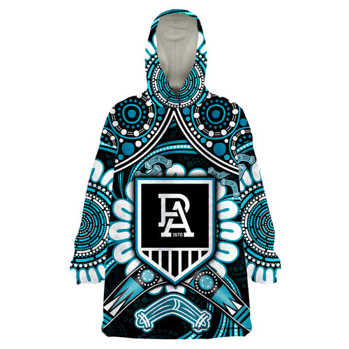 port-adelaide-power-wearable-blanket-hoodie-boomerang-indigenous-dots