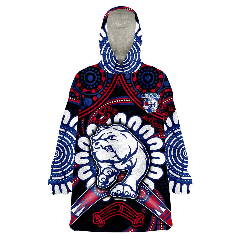 custom-personalised-western-bulldogs-football-wearable-blanket-hoodie-boomerang-indigenous-dots