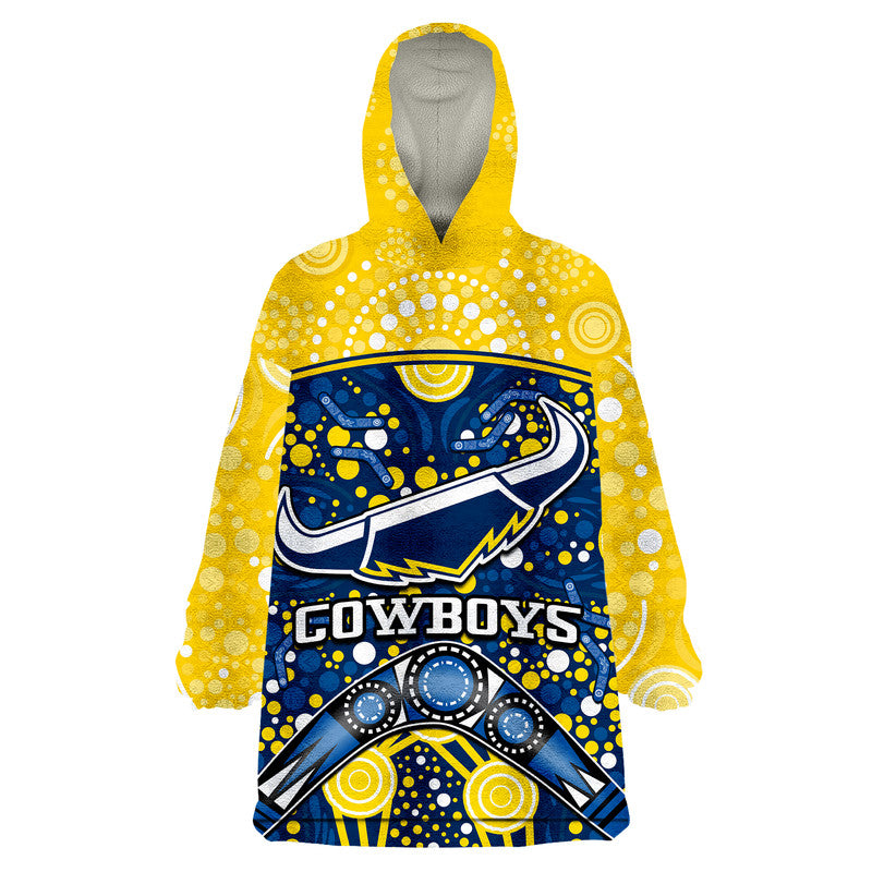 custom-personalised-cowboys-rugby-wearable-blanket-hoodie-boomerang-indigenous-dots