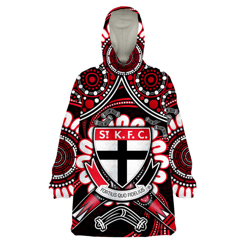 custom-personalised-st-kilda-saints-wearable-blanket-hoodie-boomerang-indigenous-dots