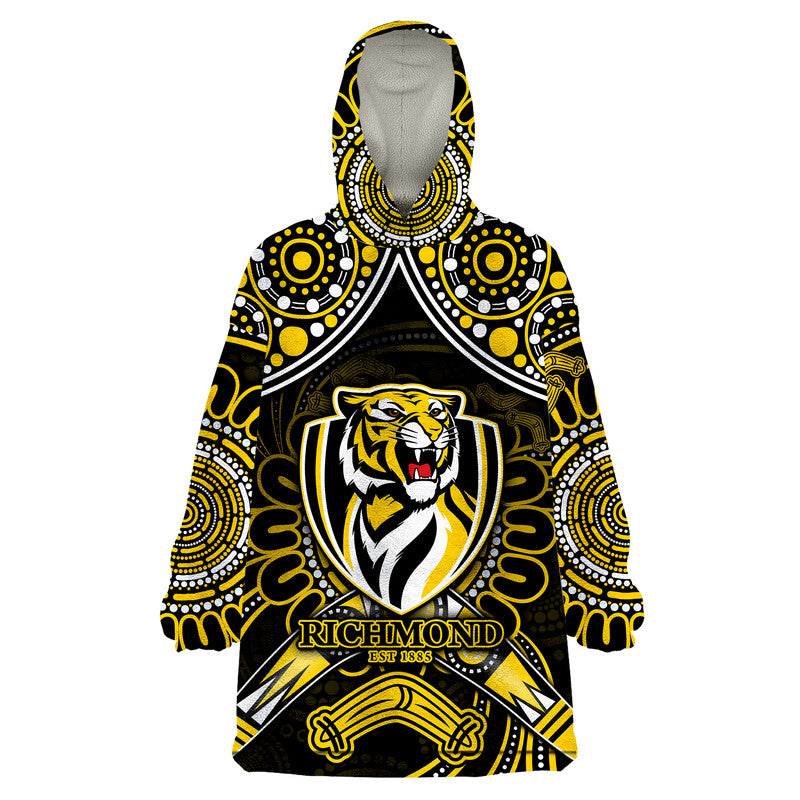richmond-tigers-football-wearable-blanket-hoodie-boomerang-indigenous-dots