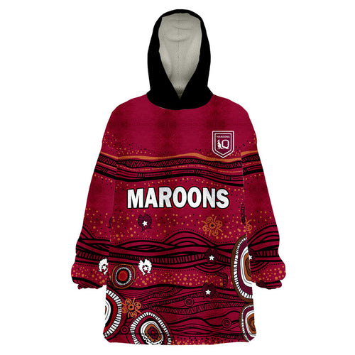 custom-personalised-qld-maroons-rugby-wearable-blanket-hoodie-indigenous
