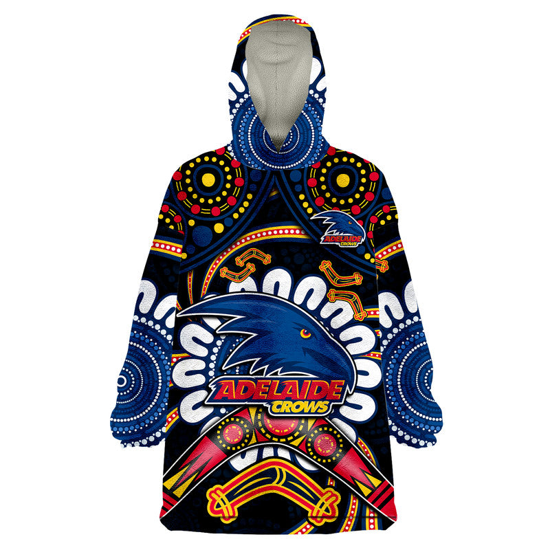 adelaide-crows-football-wearable-blanket-hoodie-boomerang-indigenous-dots