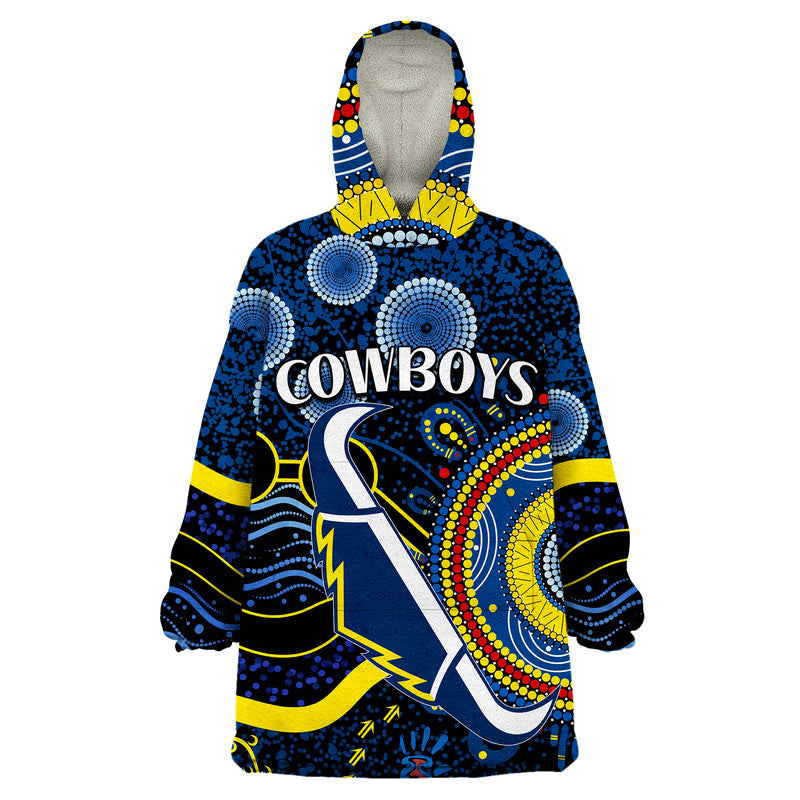 custom-personalised-cowboys-rugby-wearable-blanket-hoodie-aboriginal-dots-version