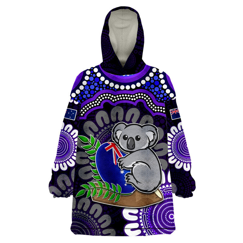 custom-personalised-australia-koala-aboriginal-wearable-blanket-hoodie-koala-hugging-rugby-ball-purple