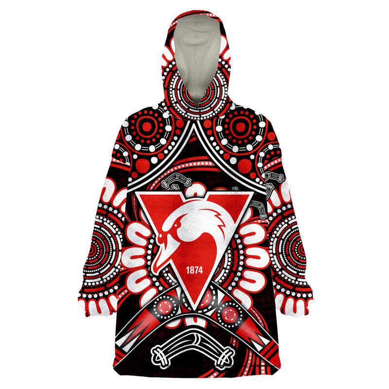 swans-football-wearable-blanket-hoodie-boomerang-indigenous-dots
