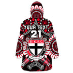 custom-personalised-st-kilda-saints-wearable-blanket-hoodie-boomerang-indigenous-dots