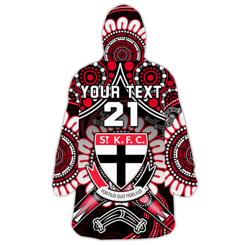 custom-personalised-st-kilda-saints-wearable-blanket-hoodie-boomerang-indigenous-dots