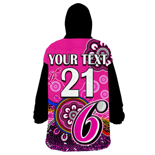 custom-personalised-sydney-sixers-wearable-blanket-hoodie-cricket-indigenous-aboriginal-lizard-version