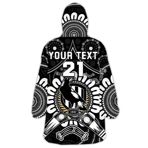 custom-personalised-magpies-football-wearable-blanket-hoodie-boomerang-indigenous-dots