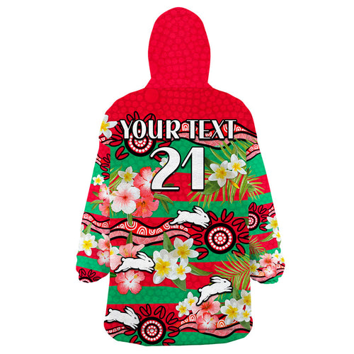 custom-personalised-rabbitohs-rugby-wearable-blanket-hoodie-tropical-flowers-and-palm-hawaiian-style