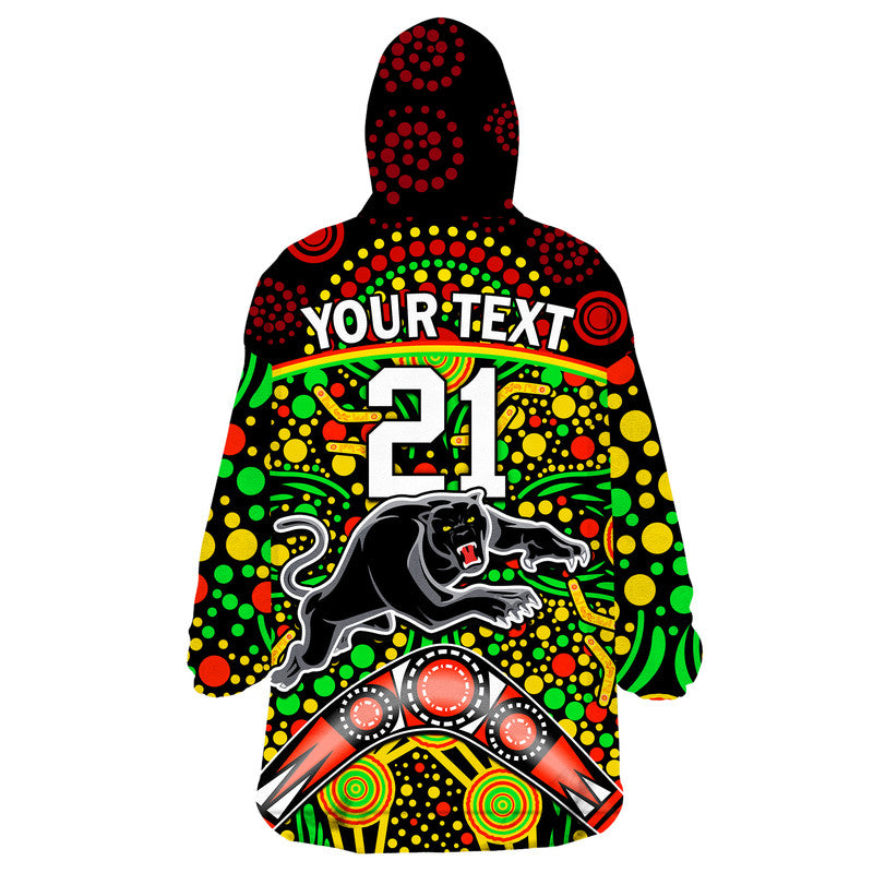 custom-personalised-panthers-rugby-wearable-blanket-hoodie-boomerang-indigenous-dots