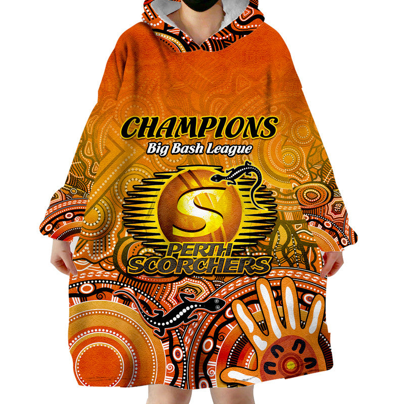custom-personalised-perth-scorchers-champions-wearable-blanket-hoodie-lizard-indigenous-aboriginal