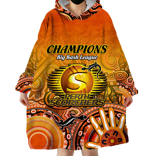 custom-personalised-perth-scorchers-champions-wearable-blanket-hoodie-lizard-indigenous-aboriginal