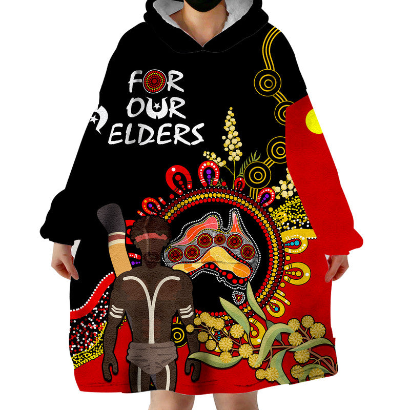 custom-personalised-naidoc-2023-indigenous-wearable-blanket-hoodie-australia-map-with-golden-wattle