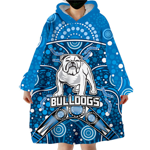 custom-personalised-bulldogs-rugby-wearable-blanket-hoodie-boomerang-indigenous-dots