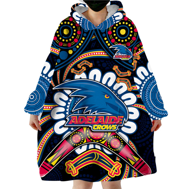adelaide-crows-football-wearable-blanket-hoodie-boomerang-indigenous-dots