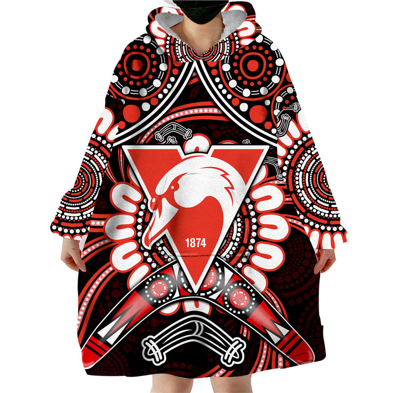 swans-football-wearable-blanket-hoodie-boomerang-indigenous-dots