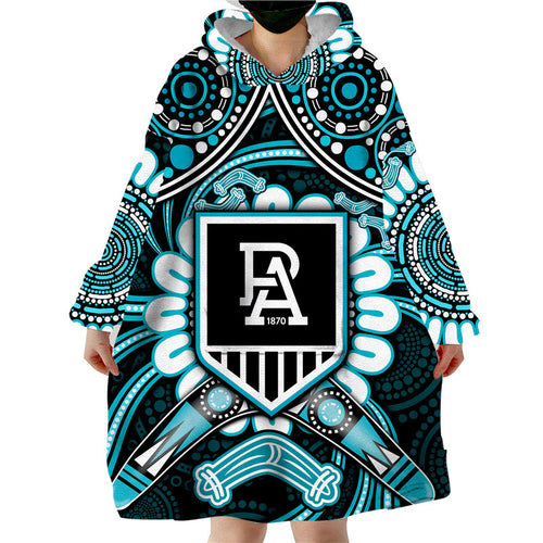 port-adelaide-power-wearable-blanket-hoodie-boomerang-indigenous-dots