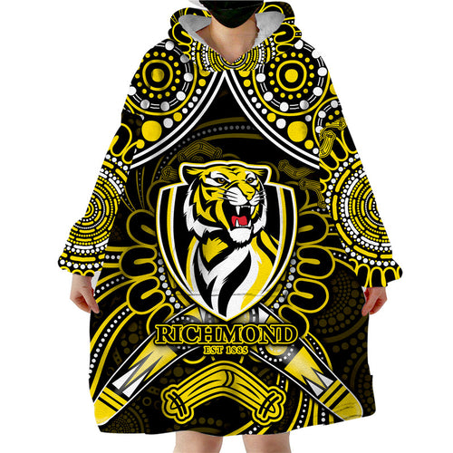 richmond-tigers-football-wearable-blanket-hoodie-boomerang-indigenous-dots
