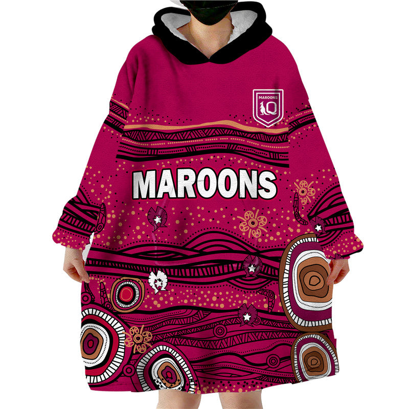 custom-personalised-qld-maroons-rugby-wearable-blanket-hoodie-indigenous