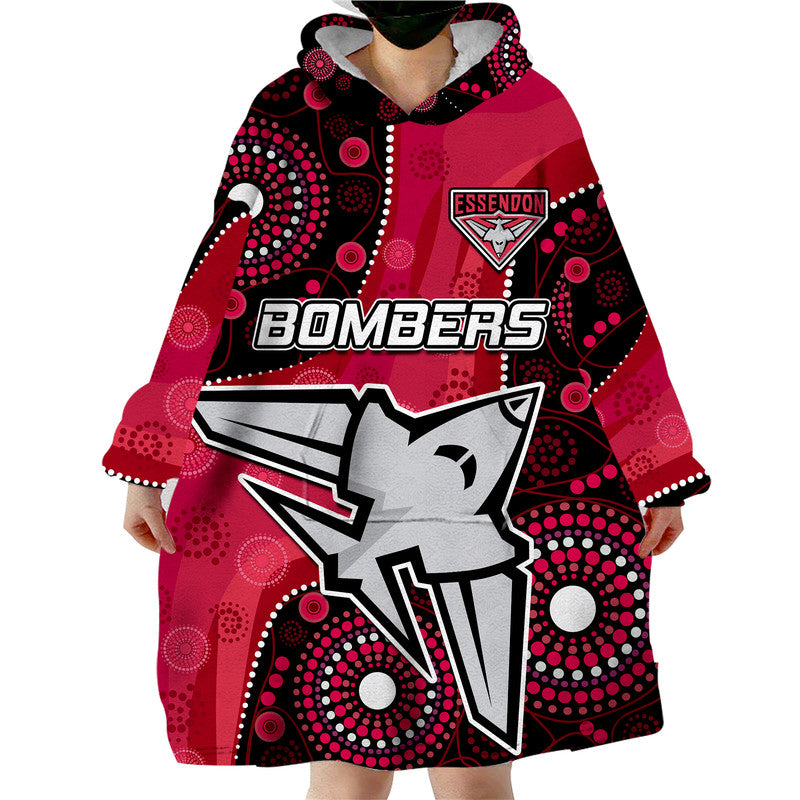 custom-personalised-essendon-football-aboriginal-bombers-wearable-blanket-hoodie