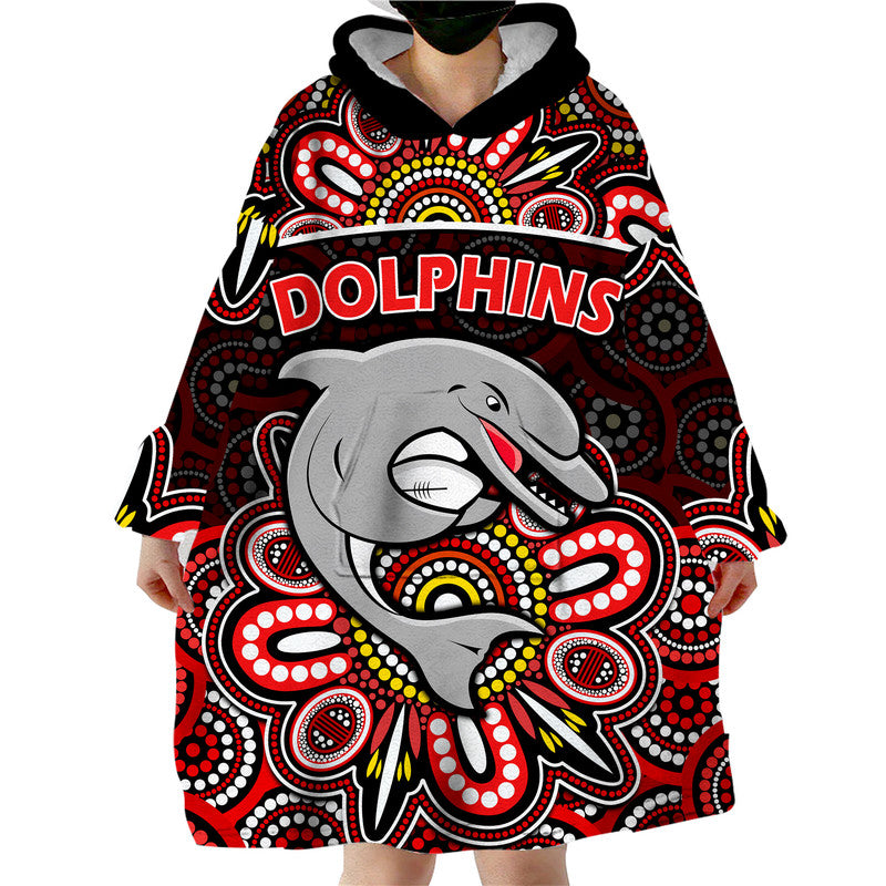dolphins-rugby-wearable-blanket-hoodie-aboriginal-dot-painting